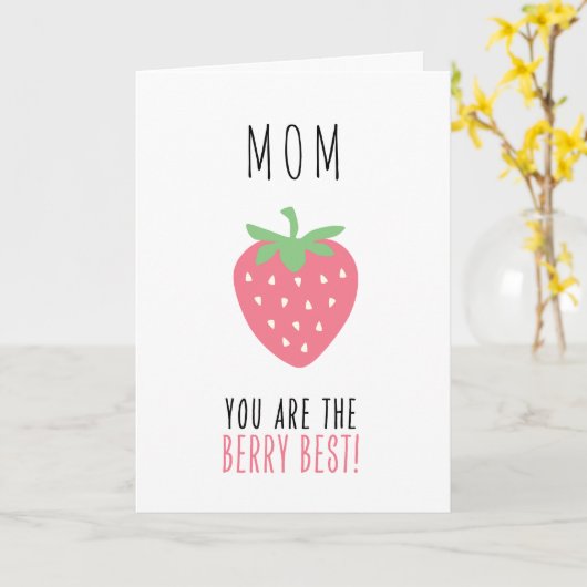 Berry Best Mom Aardbei Moederdag Kaart (Gele Bloem)