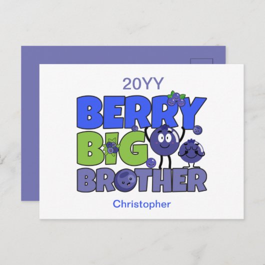 Berry Big Brother - Zus Blueberry Pun Briefkaart (Voorkant / Achterkant)