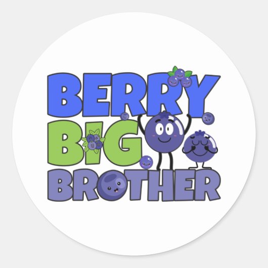 Berry Big Brother - Zus Blueberry Pun Ronde Sticker (Voorkant)
