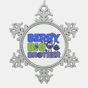Berry Big Brother - Zus Blueberry Pun Tin Sneeuwvlok Ornament