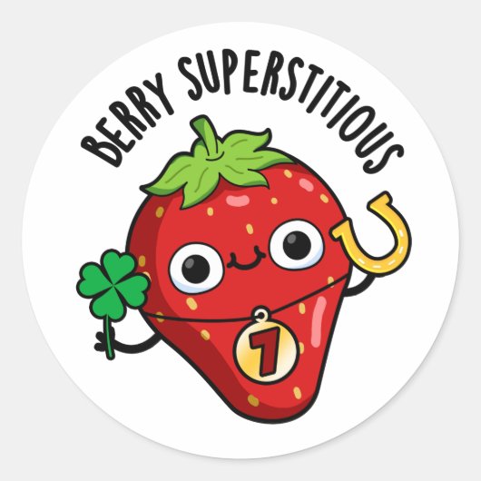Berry bijgelovige grappige aardbei woordspeling ronde sticker (Voorkant)