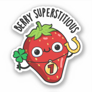 Berry bijgelovige grappige aardbei woordspeling sticker