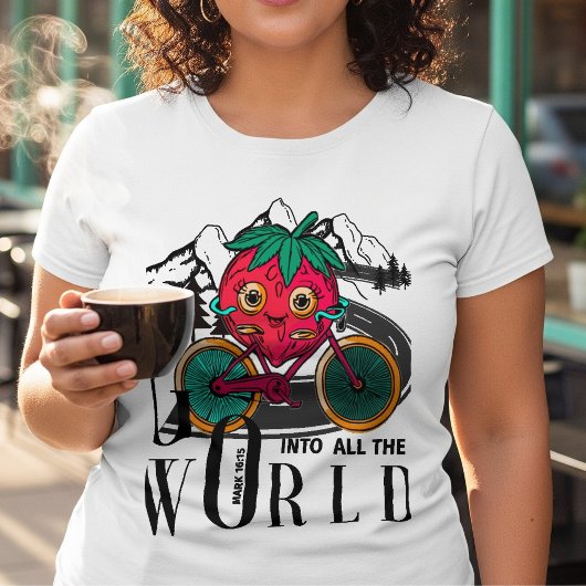 Berry Biker Faith Tee – “Go Into All the World”  T-shirt