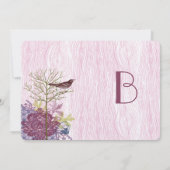 Berry  Bird Leaf WoodGrain Wedding Invite Kaart (Achterkant)