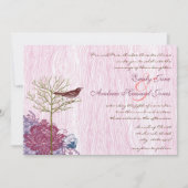 Berry  Bird op WoodGrain Wedding Invitation Kaart (Voorkant)