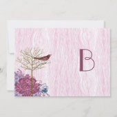 Berry  Bird op WoodGrain Wedding Invitation Kaart (Achterkant)