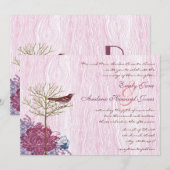Berry  Bird op WoodGrain Wedding Invitation Kaart (Voorkant / Achterkant)