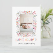 Berry, bladperziken Prettige feestdagen kerstfoto Feestdagenkaart (Staand voorkant)