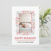 Berry, bladrood Prettige feestdagen kerstfoto Feestdagenkaart (Staand voorkant)