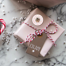 Berry, bladrood Prettige feestdagen kerstfoto Ronde Sticker