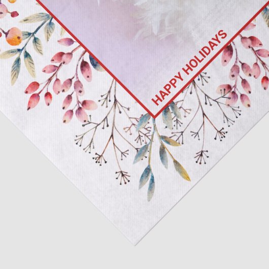 Berry, bladrood Prettige feestdagen kerstfoto Tissuepapier (Detail)