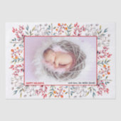 Berry, bladrood Prettige feestdagen kerstfoto Tissuepapier (Voorkant)