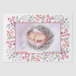 Berry, bladrood Prettige feestdagen kerstfoto Tissuepapier