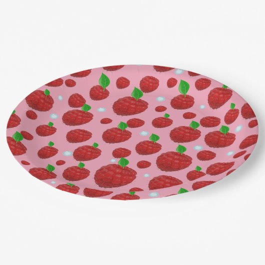 Berry Bliss Bash: Framboos's eerste feestthema Papieren Bordje (Gekanteld)