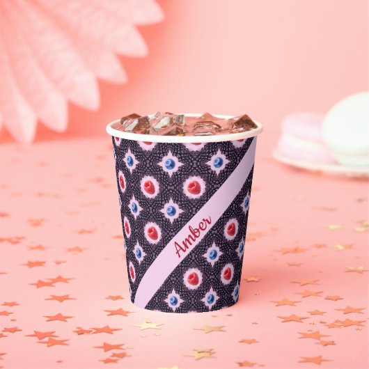 Berry Bliss Patroon met aangepaste naam Papieren Bekers (Insitu)