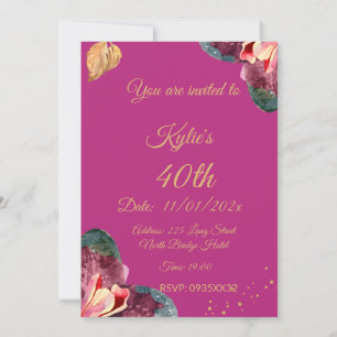 Berry Bloemen en roos waterkleur Kaart
