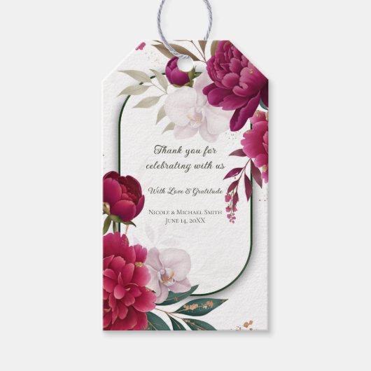 Berry Bloom Garden Floral Glam Wedding  Cadeaulabel (Voorkant)