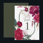 Berry Bloom Garden Floral Glam Wedding  Kaart<br><div class="desc">Table Numbers. look for matching items in my store.</div>