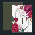 Berry Bloom Garden Floral Glam Wedding  Kaart<br><div class="desc">Table Numbers. look for matching items in my store.</div>