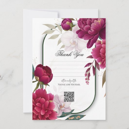 Berry Bloom Garden Floral Glam Wedding  Kaart (Voorkant)