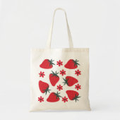 Berry Bloom – Speelse Aardbei Bloemrijke Tote Bag (Voorkant)