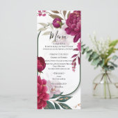 Berry Bloom Tuin Bloemrijke Glam Bruiloft Menu (Staand voorkant)