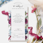 Berry Blue Burgundy Floral Wedding Perforated RSVP All In One Uitnodiging<br><div class="desc">Elegant Berry, Blue en Burgundy Floral All-in-One Wedding-uitnodiging met geperforeerde RSVP. Milieuvriendelijk omdat er geen extra invoegkaarten, RSVP-kaarten of zelfs enveloppen nodig zijn, is deze uitnodiging alles! De capaciteit om zowel de Ceremonie van het Wedden als de details van de Ontvangst van de Ontbinding, evenals briefkaart RSVP klaar voor gasten...</div>