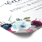 Berry, Blue, Burgundy Floral Welcome Wedding Sign Poster (Hoek)