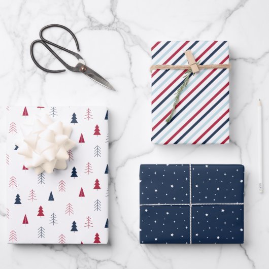Berry Blue Christmas Wrapping Paper Sheets (Voorkant)