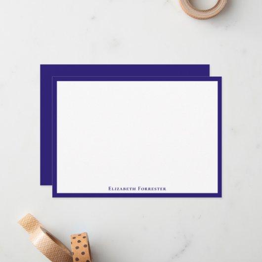 Berry Blue Elegant Modern Flat Note Card Notitiekaartje (Voorkant / Achterkant in situ)
