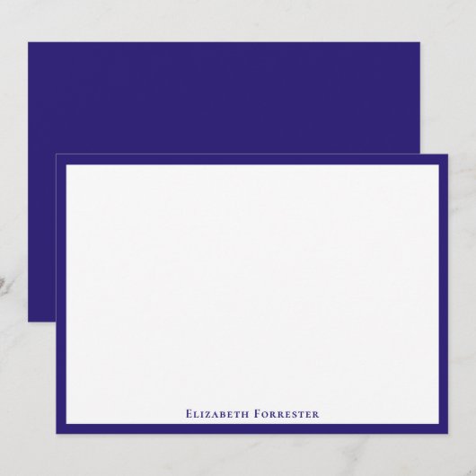 Berry Blue Elegant Modern Flat Note Card Notitiekaartje (Voorkant / Achterkant)