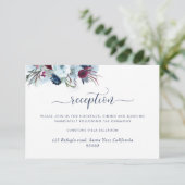 Berry Blue en Bourgondië Floral bruiloft receptie Informatiekaartje (Staand voorkant)