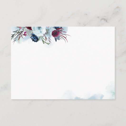 Berry Blue en Bourgondië Floral bruiloft receptie Informatiekaartje (Achterkant)