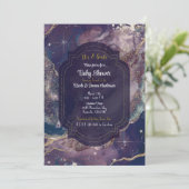 Berry Blue Waterverf Gold Celestial Baby shower Kaart (Staand voorkant)