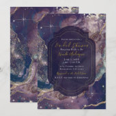 Berry Blue Waterverf Gold Celestial Vrijgezellenfe Kaart (Voorkant / Achterkant)