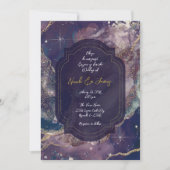 Berry Blue Waterverf Gold Celestial Wedding Kaart (Voorkant)