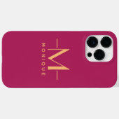 Berry Blush Aangepaste Monogram Elegant Minimaal H Case-Mate iPhone Case (Achterkant (horizontaal))