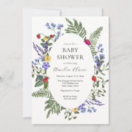 Berry Boho Wildflower Baby shower Kaart