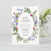 Berry Boho Wildflower Baby shower Kaart (Staand voorkant)