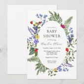 Berry Boho Wildflower Baby shower Kaart (Voorkant / Achterkant)