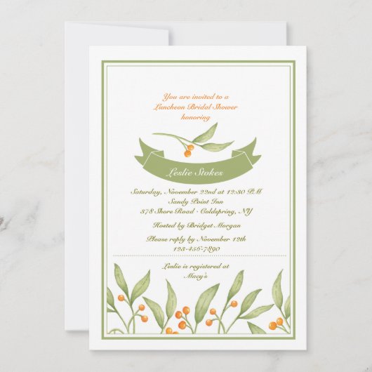 Berry Border Invitation Kaart (Voorkant)