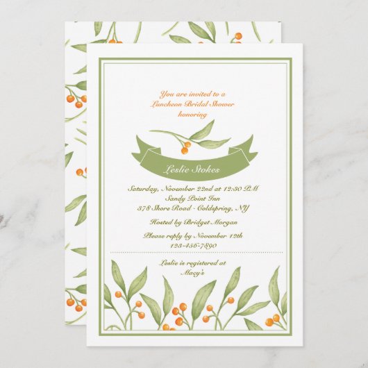 Berry Border Invitation Kaart (Voorkant / Achterkant)