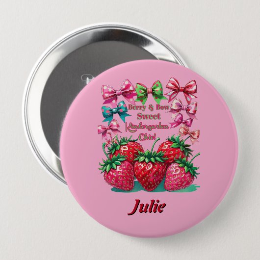 Berry Bow Sweet Kindergarten Chic Ronde Button 4,0 Cm (Voorkant /achterkant)