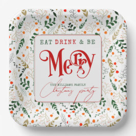 Berry Branch Eat, Drink Be Merry Christmas Party Papieren Bordje
