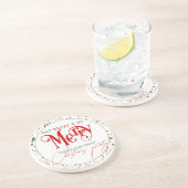 Berry Branch Eat, Drink Be Merry Christmas Party Zandsteen Onderzetter (Zijkant)