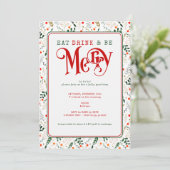 Berry Branch Eat, Drink Be Merry Christmas Potluck Kaart (Staand voorkant)