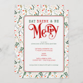 Berry Branch Eat, Drink Be Merry Christmas Potluck Kaart (Voorkant / Achterkant)