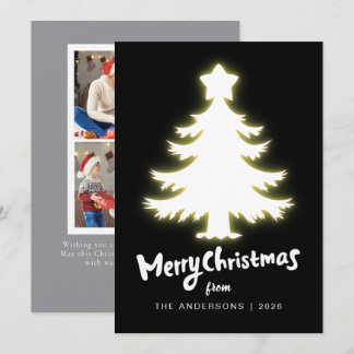 Berry Branch Frame Christmas Family 2 Photo Feestdagenkaart