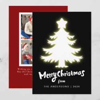 Berry Branch Frame Christmas Family 2 Photo Feestdagenkaart