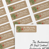 Berry Branch Kraft Holiday Return Address Labels